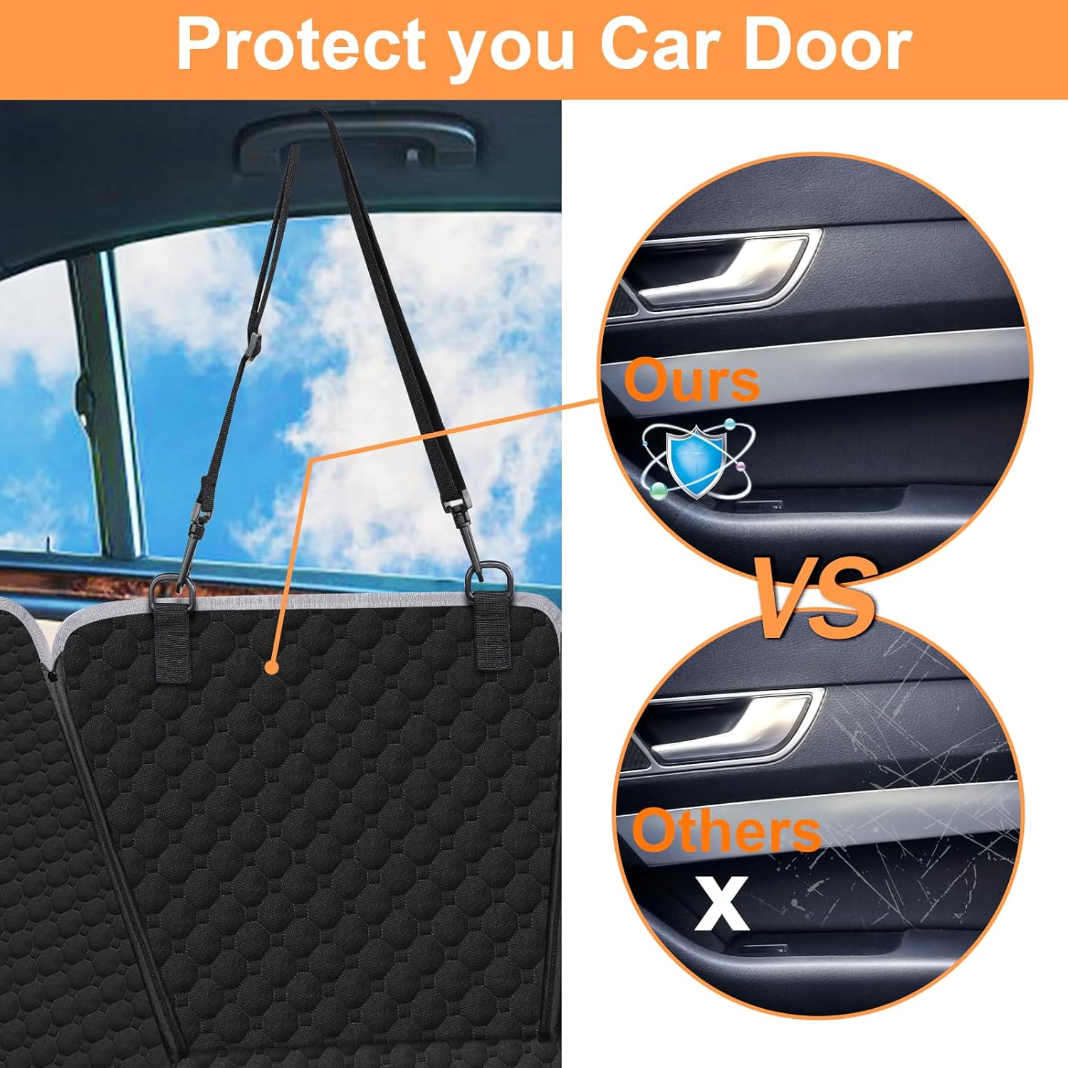 Dog Car Seat Cover for Back Seat, 2025 Upgraded 600D Heavy Duty Waterproof & Scratch-Resistant Dog Hammock for Car, Back Seat Pet Cover for Dogs with Sedan, Trucks and Suvs, Standard, Black